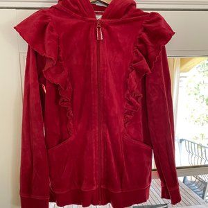 RED VELOUR TRACKSUIT M (7/8 YRS) JACKET & JOGGERS